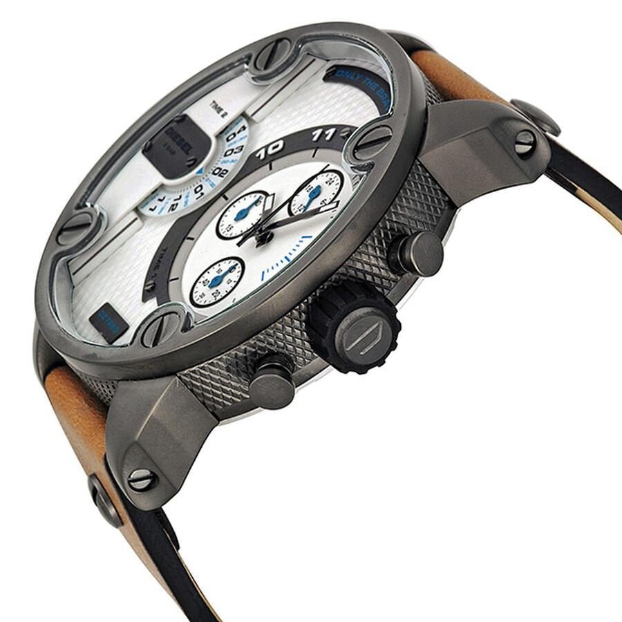 Diesel DZ7269 SBA Dual Time Chronograph Men's Watch – White Dial & Brown Leather Strap