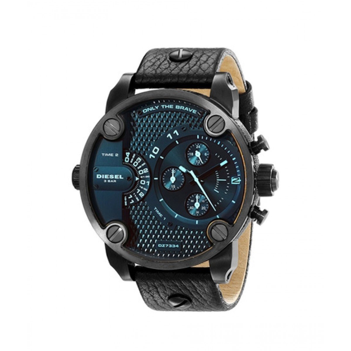 Diesel DZ7334 Little Daddy Chronograph Men's Watch – Black Dial & Black Leather Strap