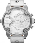 Diesel DZ7265 Badass Chronograph Men's Watch – White Dial & White Leather Strap