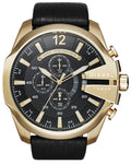 Diesel DZ4344 Mega Chief Chronograph Men's Watch – Black Dial & Black Leather Strap