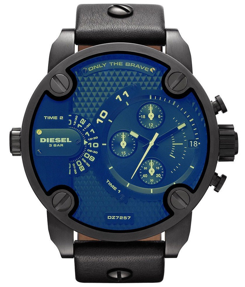 Diesel DZ7257 Little Daddy Chronograph Men's Watch – Blue Dial & Black Leather StrapDiesel DZ7257 Little Daddy Chronograph Men's Watch – Blue Dial & Black Leather Strap