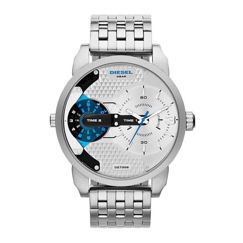 Diesel DZ7305 Mini Daddy Dual Time Men's Watch – Silver Dial & Stainless Steel Strap