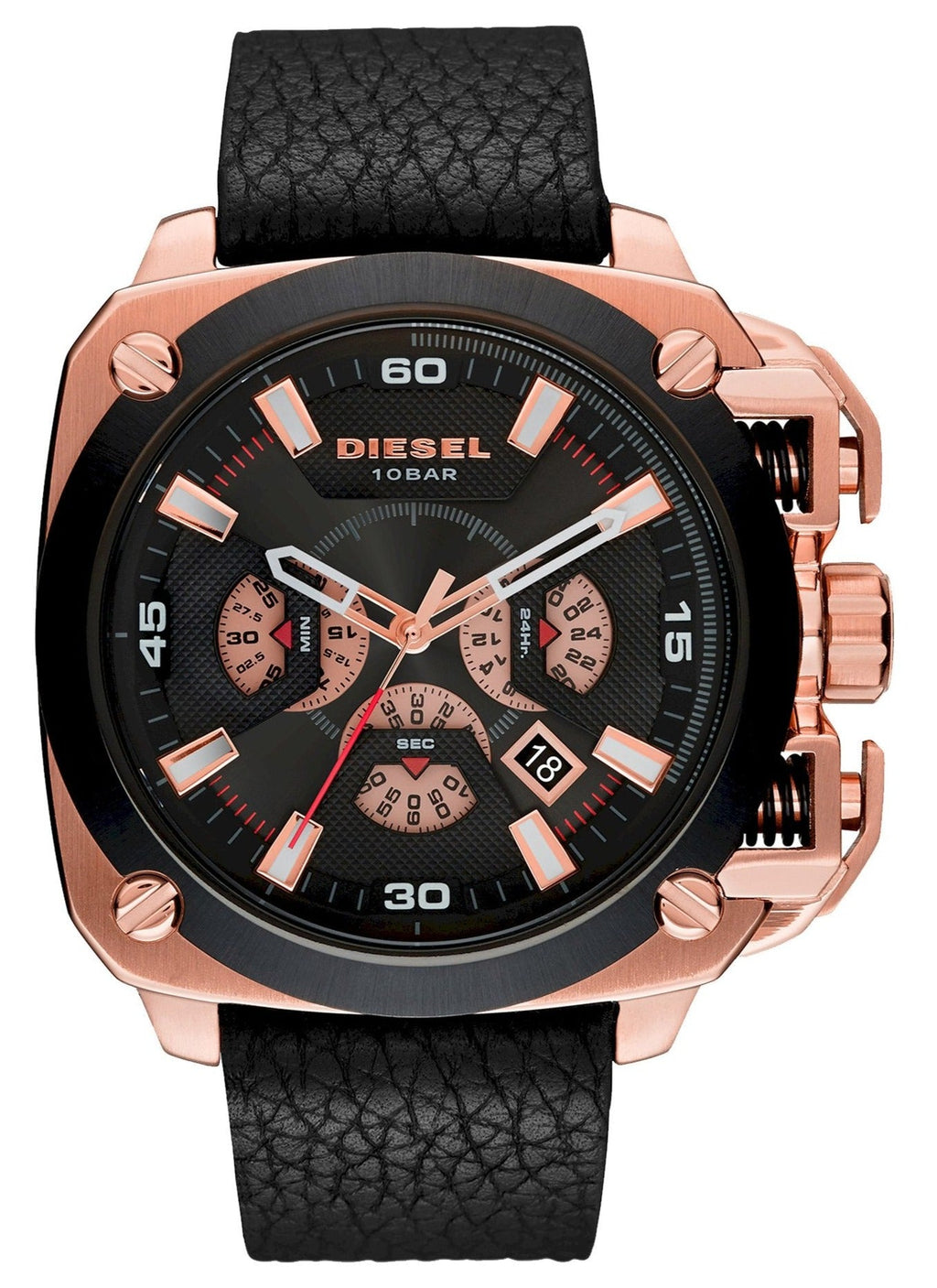Diesel DZ7346 BAMF Chronograph Men's Watch – Black Dial & Black Leather Strap