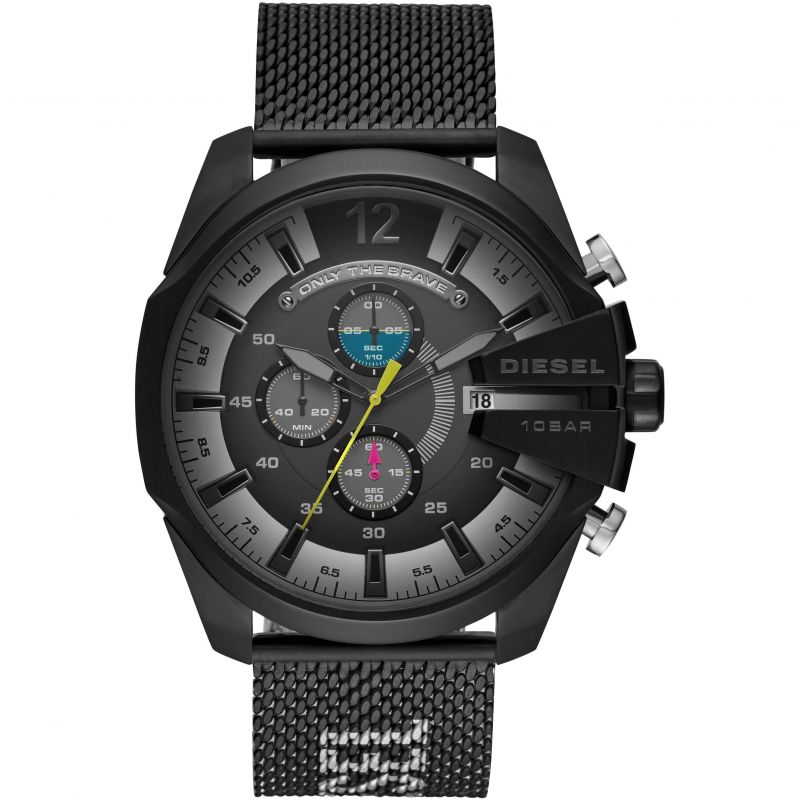 Diesel DZ4514 Mega Chief Chronograph Men's Watch – Black Dial & Black Mesh Bracelet