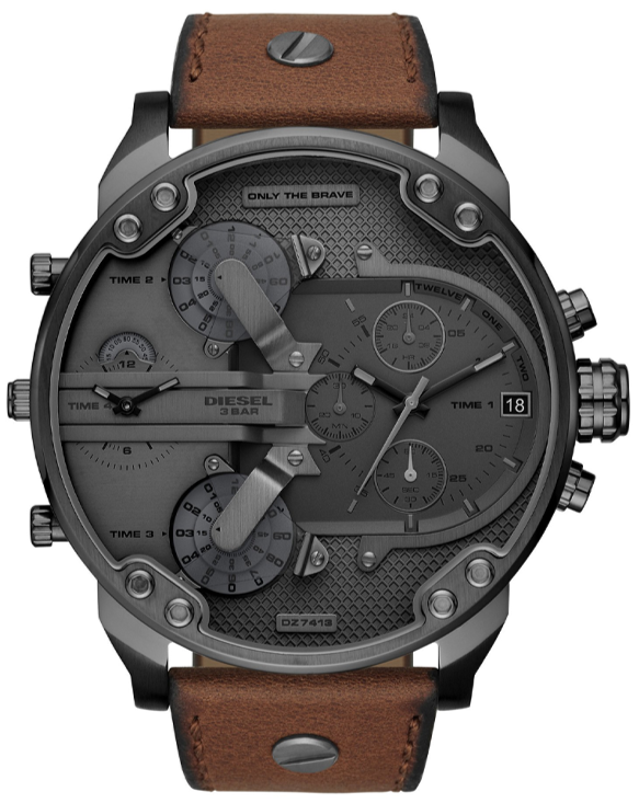 Diesel DZ7413 Mr. Daddy Chronograph Men's Watch – Grey Dial & Brown Leather Strap