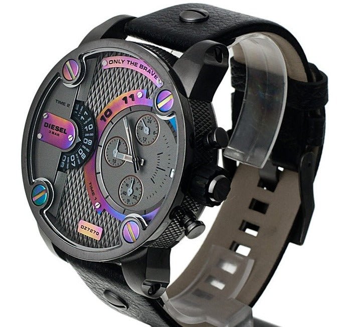 Diesel DZ7270 Badass Chronograph Men's Watch – Anthracite Dial & Black Leather Strap