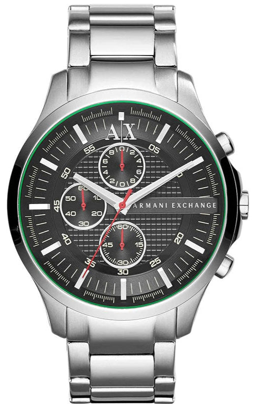Armani Exchange Hampton AX2163 Men's Chronograph Watch – Black Dial with Silver Stainless Steel Strap