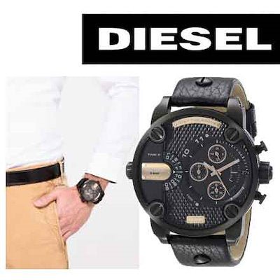 Diesel DZ7291 Little Daddy Chronograph Men's Watch – Black Dial & Black Leather Strap
