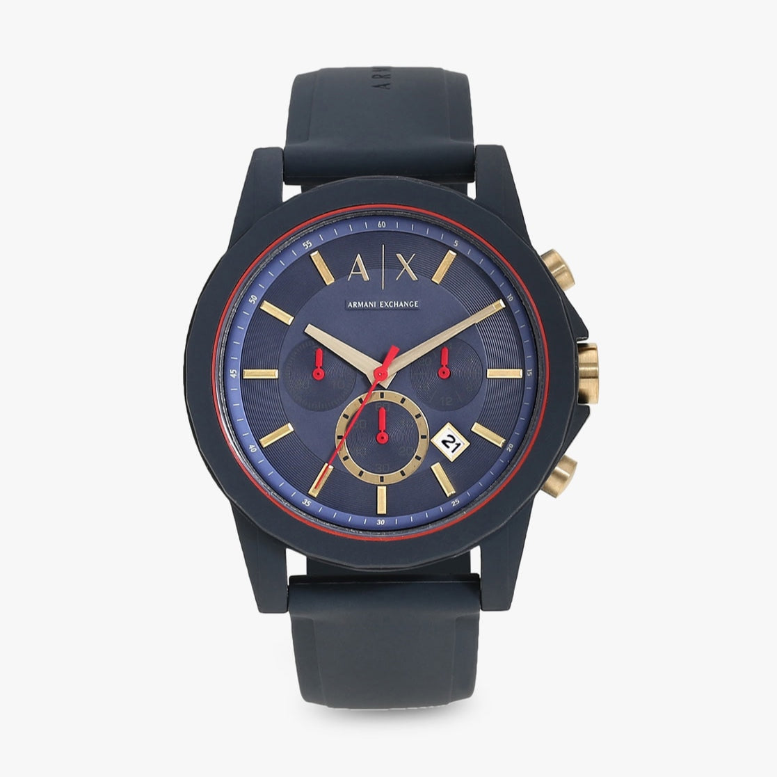 Armani Exchange Outerbanks AX1335 Men's Chronograph Watch – Blue Dial with Blue Silicone Strap