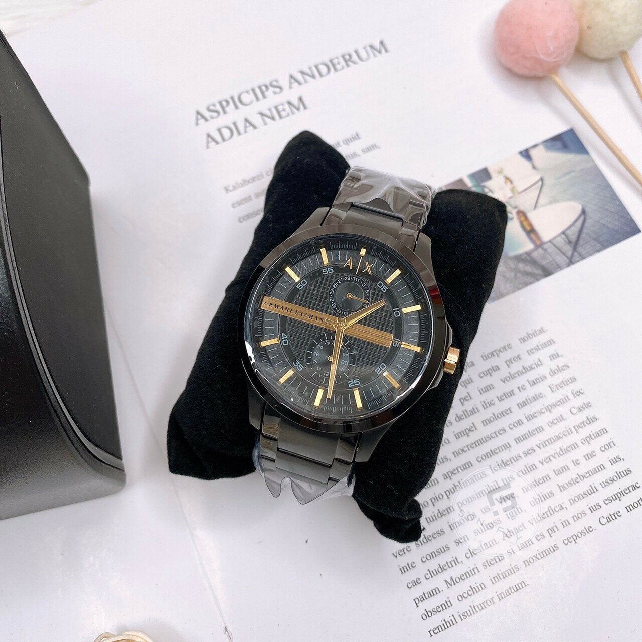 Armani Exchange Hampton AX2121 Men's Chronograph Watch – Black Dial with Black Stainless Steel Strap