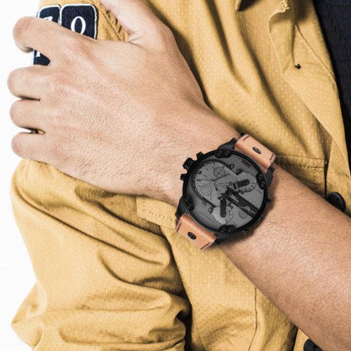 Diesel DZ7406 Mr. Daddy 2.0 Chronograph Men's Watch – Grey Dial & Brown Leather Strap