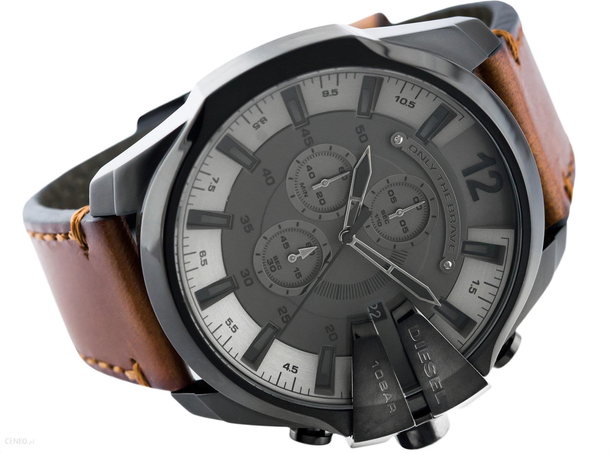 Diesel DZ4463 Mega Chief Chronograph Men's Watch – Grey Dial & Brown Leather Strap
