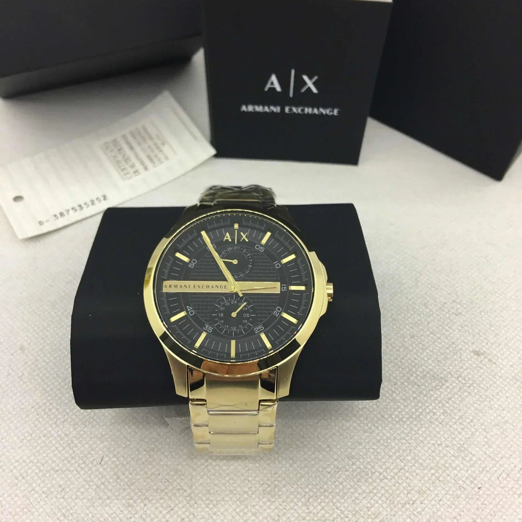 Armani Exchange Hampton AX2122 Men's Chronograph Watch – Black Dial with Gold Stainless Steel Strap