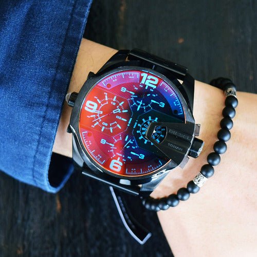 Diesel DZ7373 Uber Chief Chronograph Men's Watch – Red Dial & Black Steel Strap