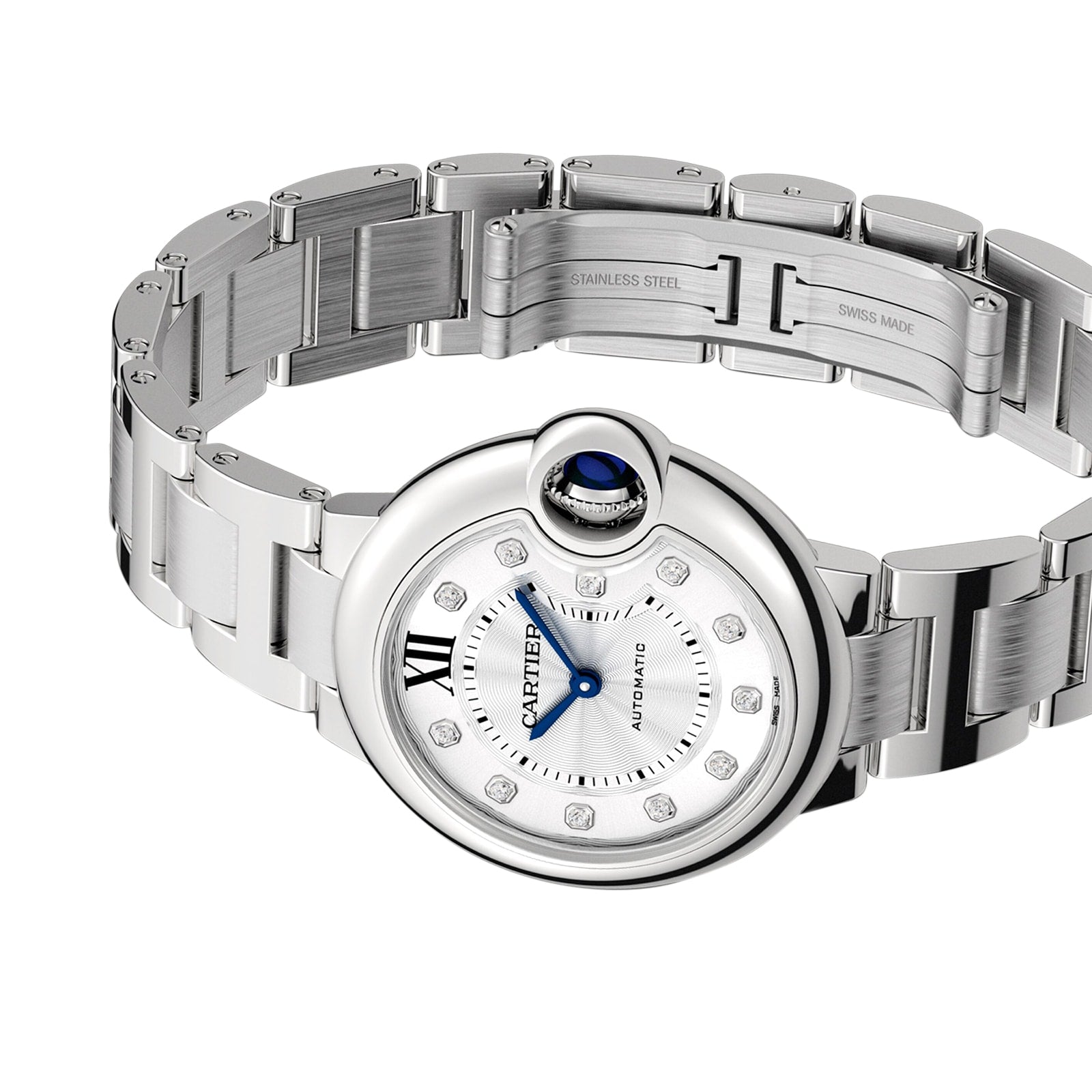 Ballon Bleu de Cartier 33 | 33mm, Steel, Diamond Silver Dial
