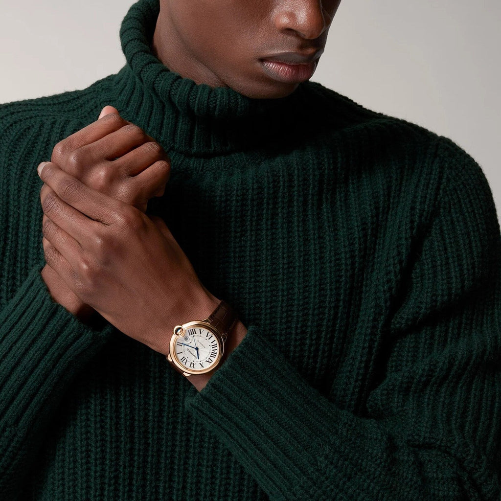 Ballon Bleu de Cartier 42 | 42mm, 18K Rose Gold, Alligator Leather, Silver Dial