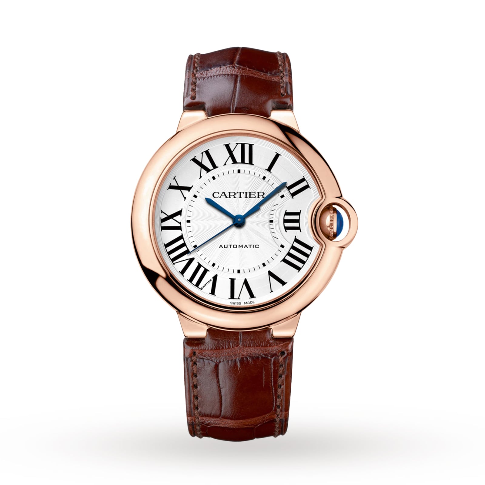 Ballon Bleu de Cartier 36 | 36mm, 18K Rose Gold, Alligator Leather, Silver Dial