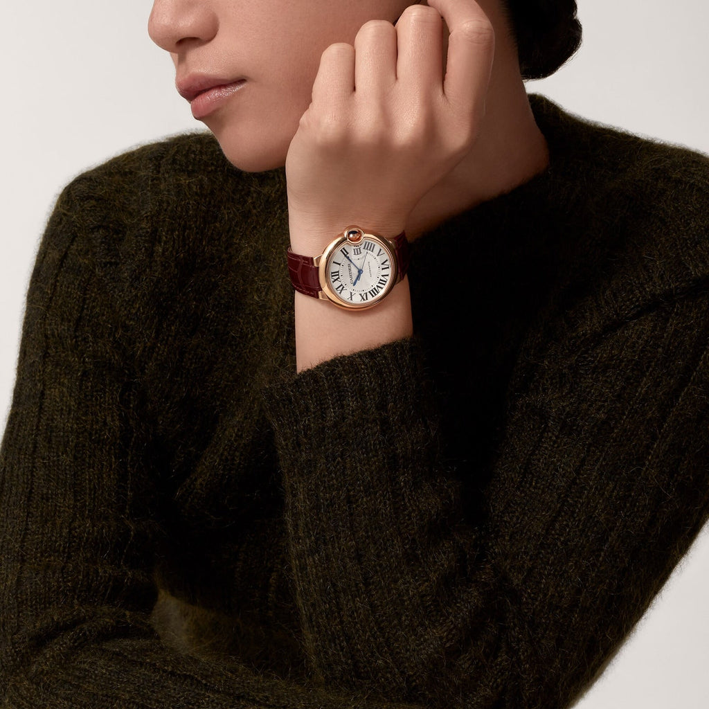 Ballon Bleu de Cartier 36 | 36mm, 18K Rose Gold, Alligator Leather, Silver Dial