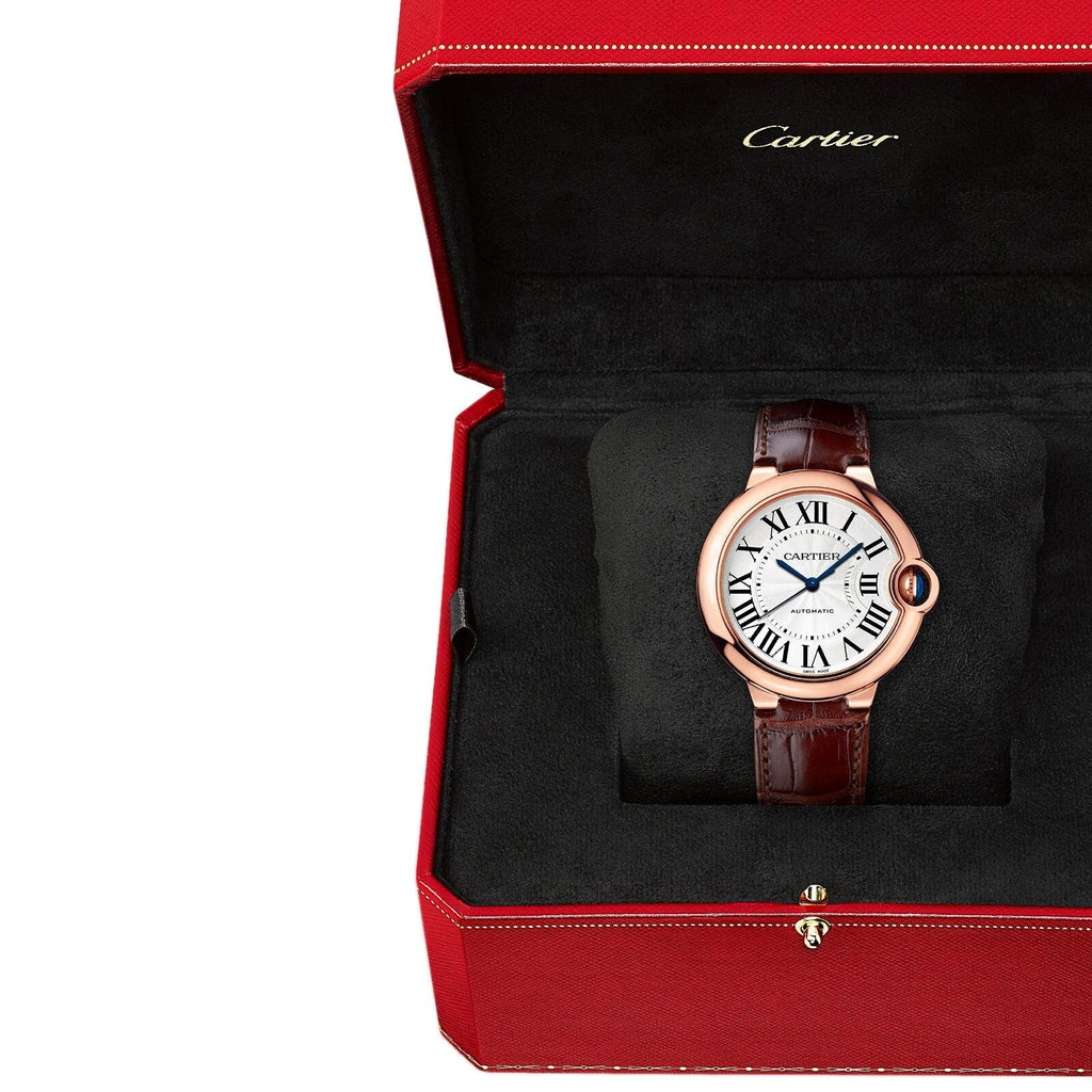 Ballon Bleu de Cartier 36 | 36mm, 18K Rose Gold, Alligator Leather, Silver Dial