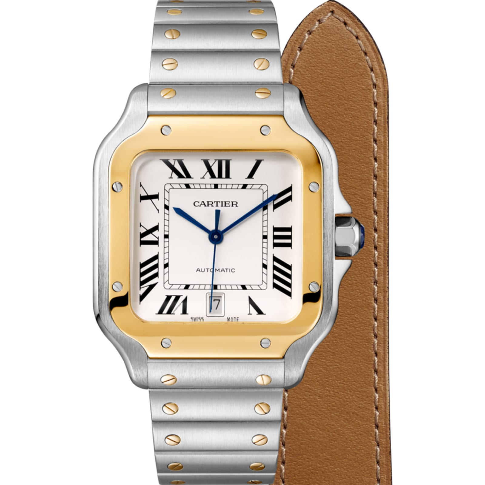 Santos de Cartier Large Model | 40mm, Two-Tone Steel & 18K Yellow Gold, Silver Dial