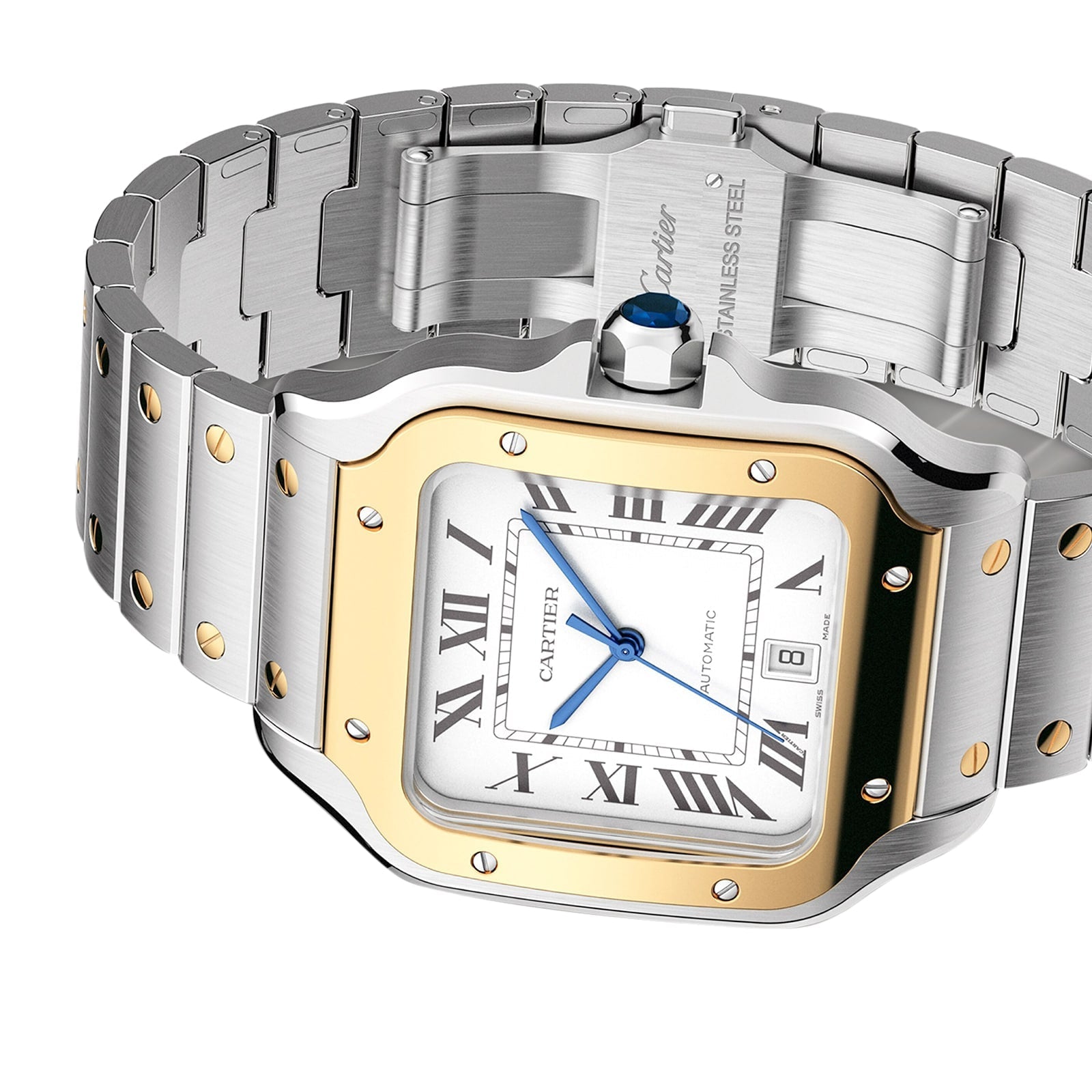 Santos de Cartier Large Model | 40mm, Two-Tone Steel & 18K Yellow Gold, Silver Dial