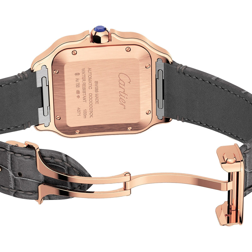 Santos de Cartier Large Model | 40mm, 18K Rose Gold, Alligator Leather, Silver Dial