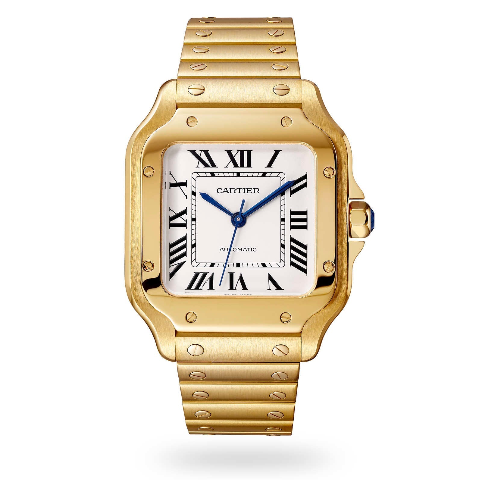 Santos de Cartier Medium Model | 35mm, 18K Yellow Gold, Silver Dial