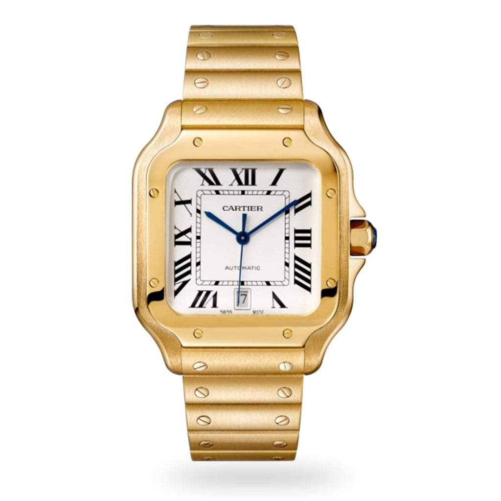Santos de Cartier Large Model | 40mm, 18K Yellow Gold, White Dial