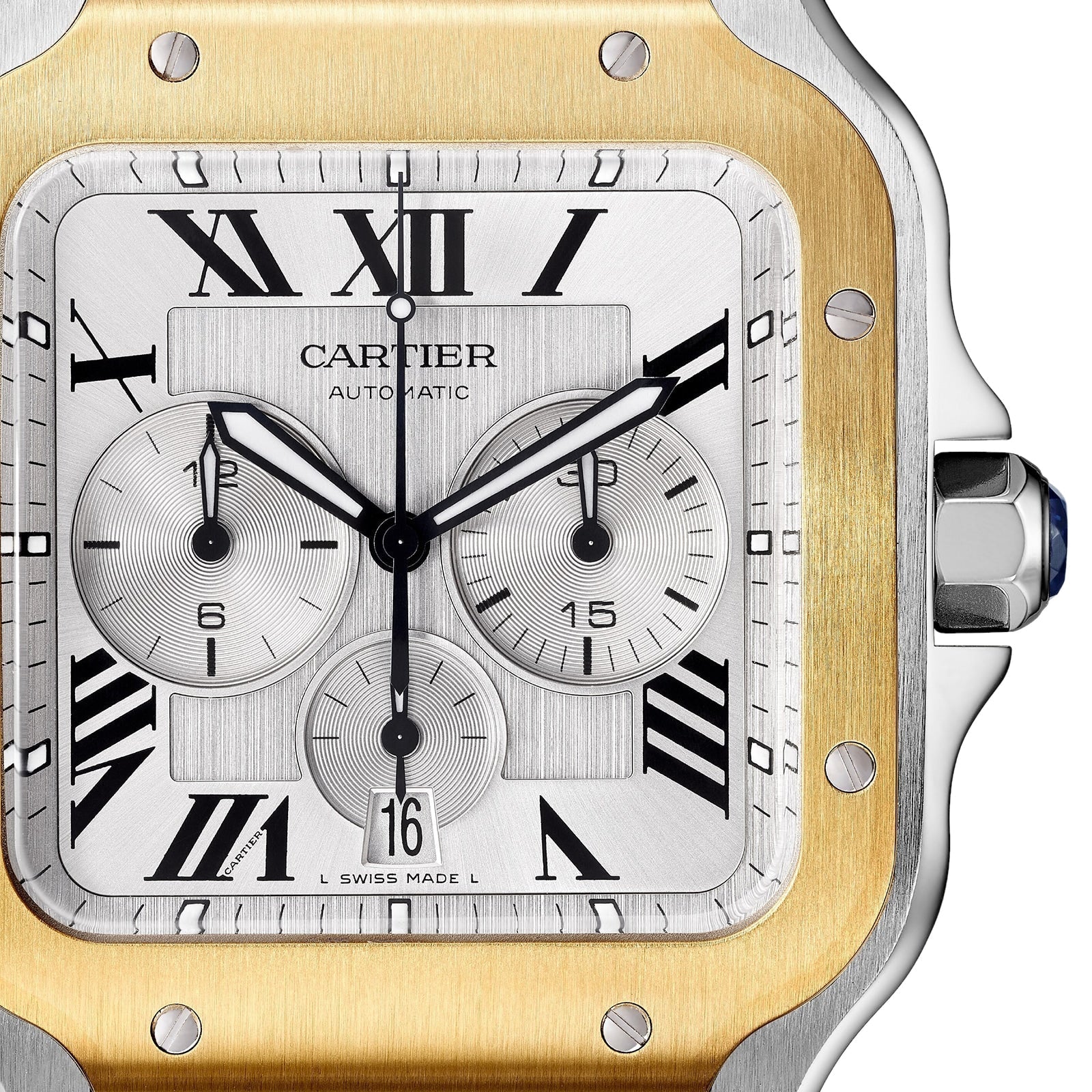 Santos de Cartier Chronograph | 43mm, Two-Tone Steel & 18K Yellow Gold, Silver Dial