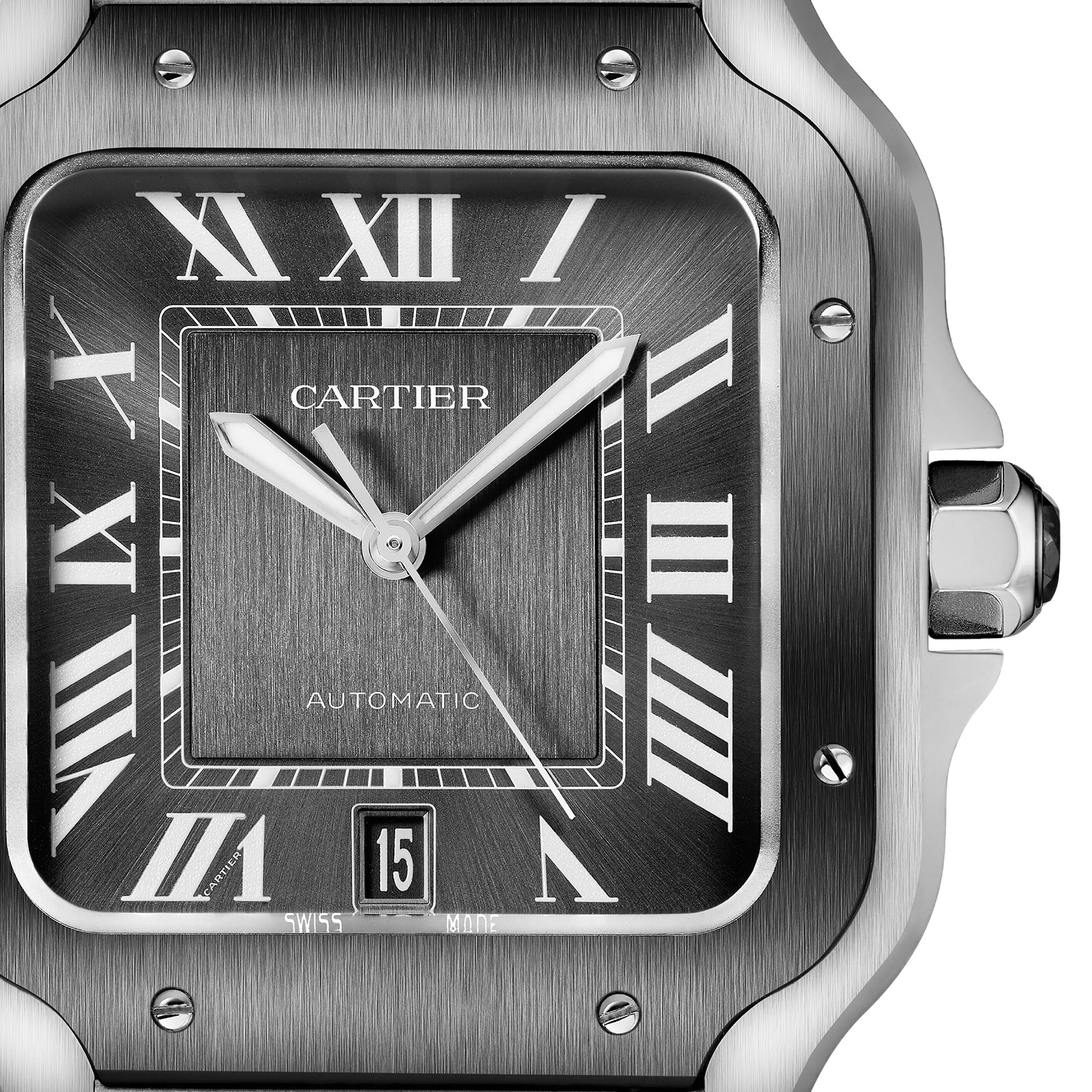 Santos de Cartier Large Model | 40mm, Two-Tone Steel & ADLC, Steel, Grey Dial