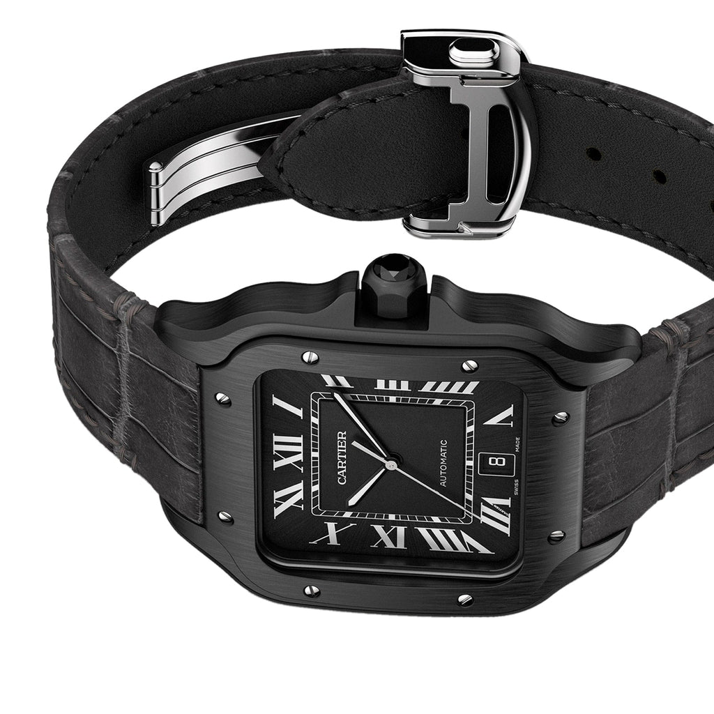 Santos de Cartier Large Model | 40mm, Two-Tone Steel & ADLC, Rubber, Black Dial