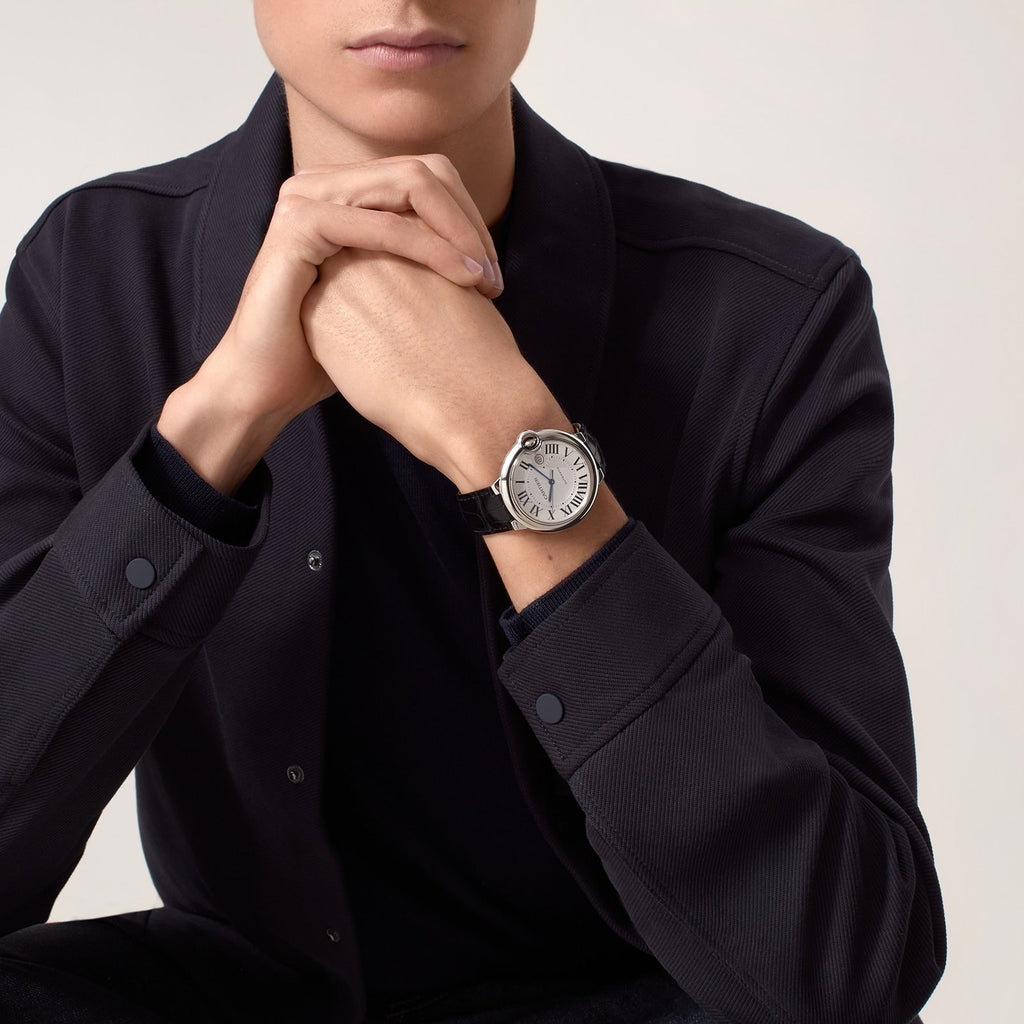 Ballon Bleu de Cartier 42 | 42mm, Steel, Alligator Leather, Silver Dial