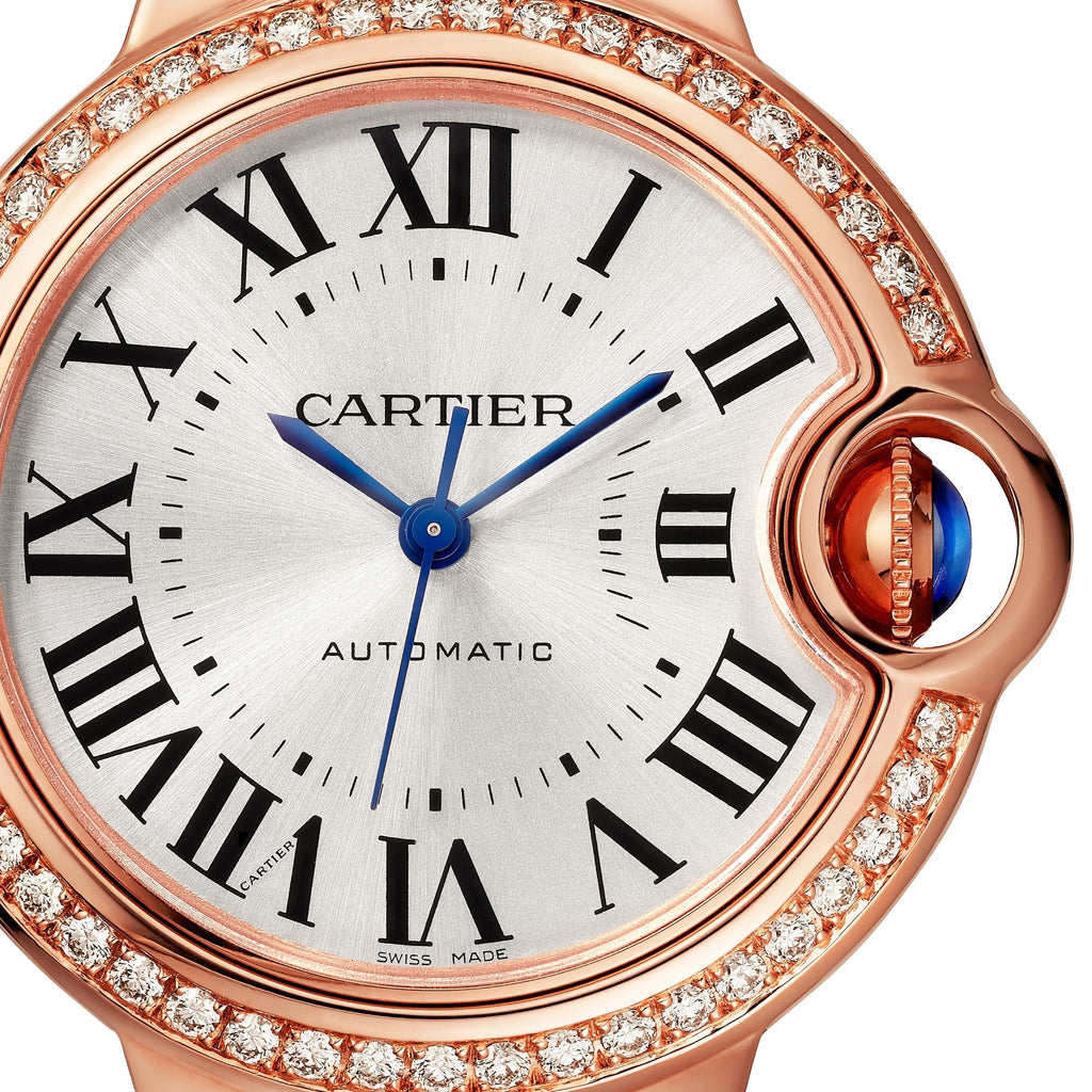 Ballon Bleu de Cartier 33 | 33mm, 18K Rose Gold, Alligator Leather, Silver Dial