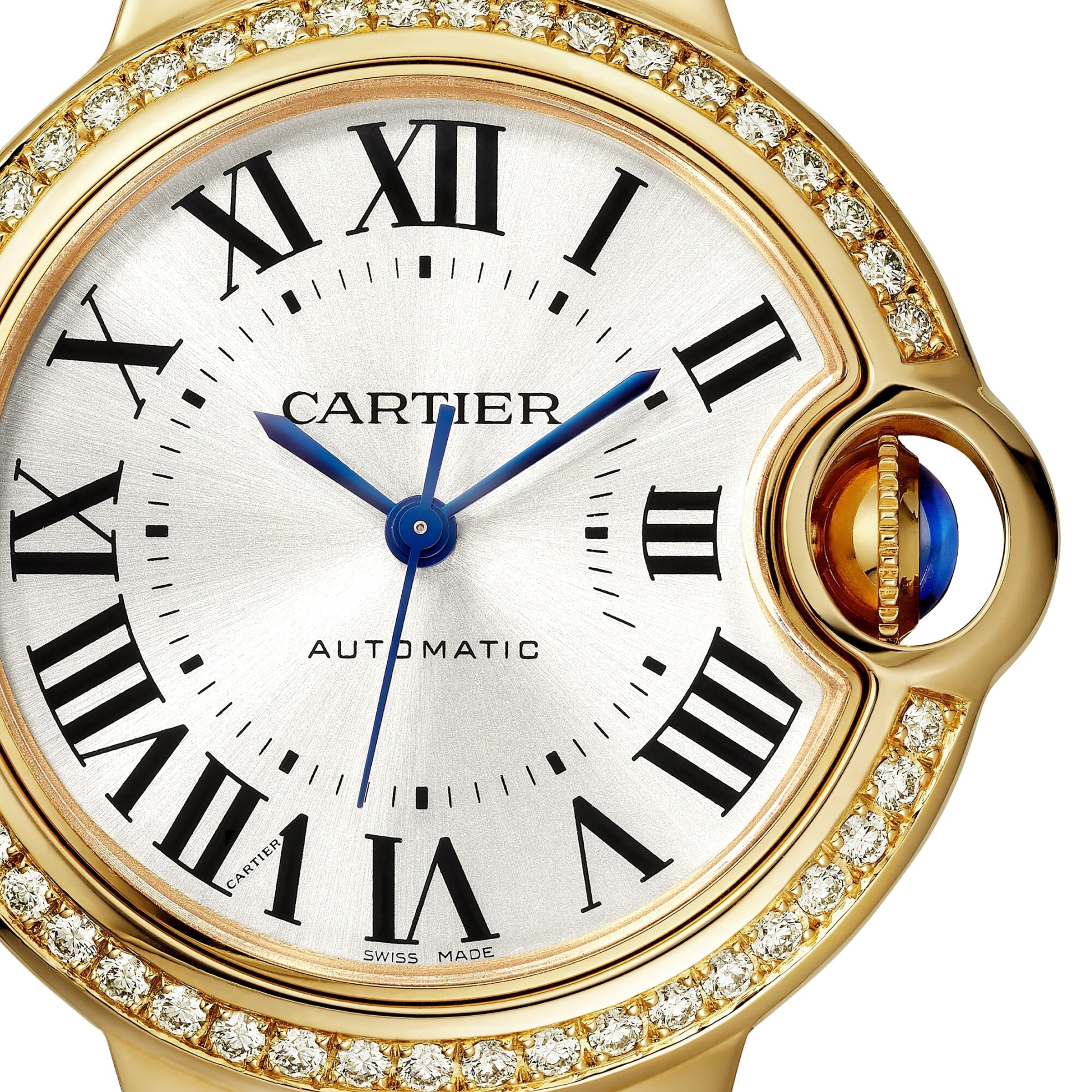 Ballon Bleu de Cartier 33 | 33mm, 18K Yellow Gold, Silver Dial, Yellow Bezel
