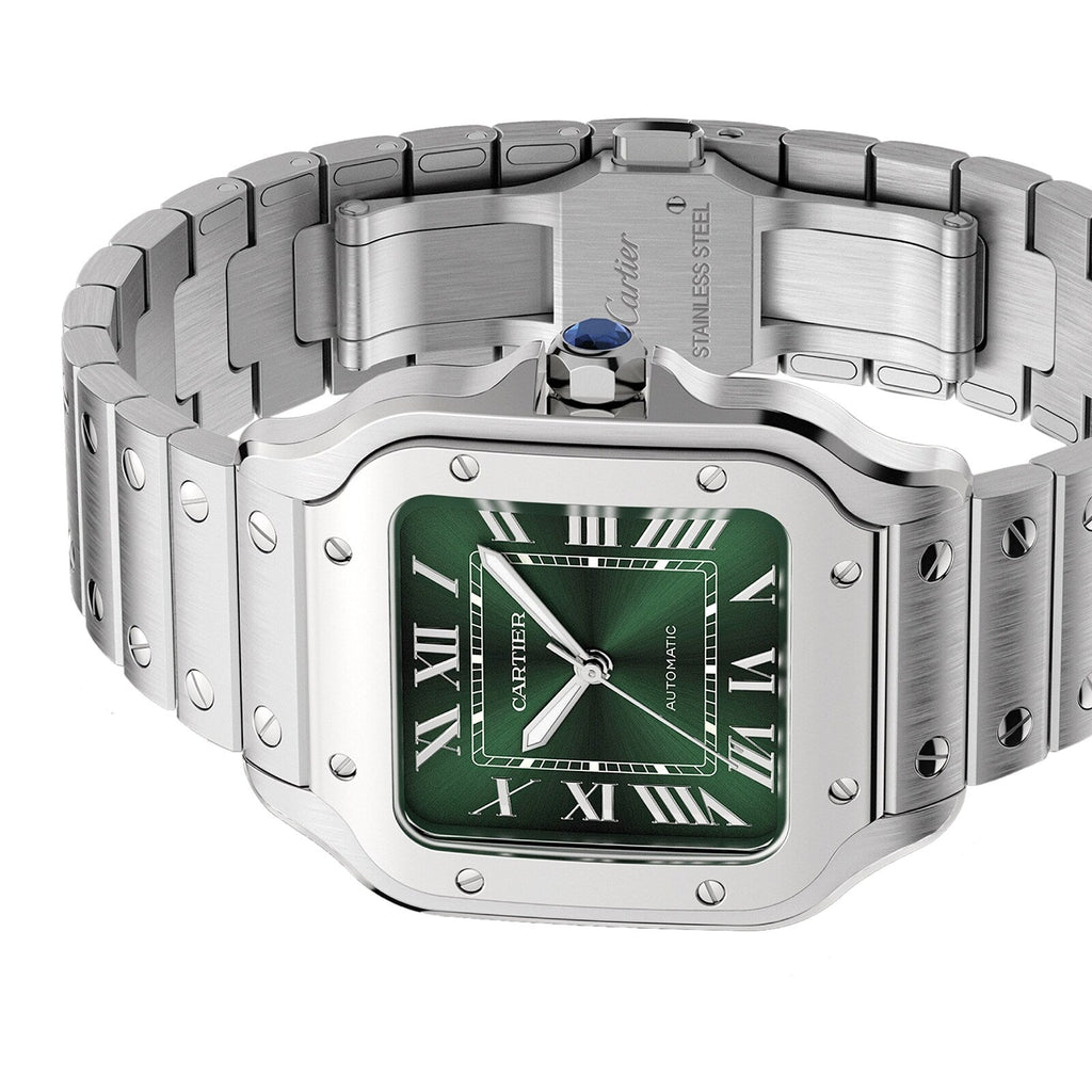 Santos de Cartier Medium Model | 35mm, Steel, Green Dial