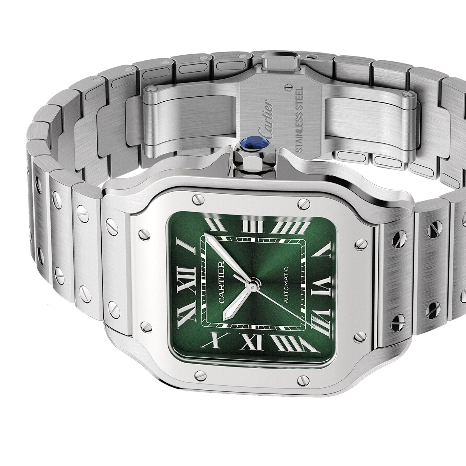 Santos de Cartier Medium Model | 35mm, Steel, Green Dial