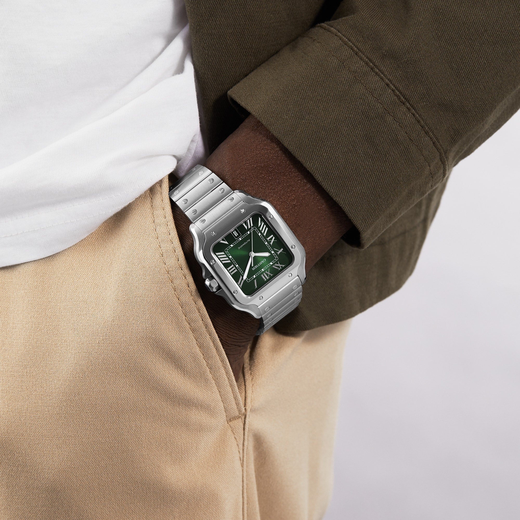 Santos de Cartier Large Model | 40mm, Steel, Green Dial