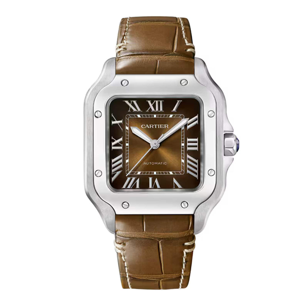 Santos de Cartier Medium Model | 35mm, Steel, Brown Dial