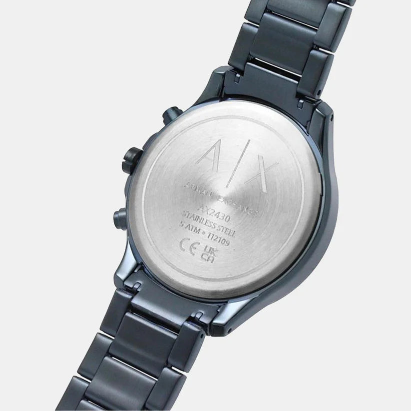 Armani Exchange Hampton AX2430 Men's Chronograph Watch – Blue Dial with Blue Stainless Steel Strap