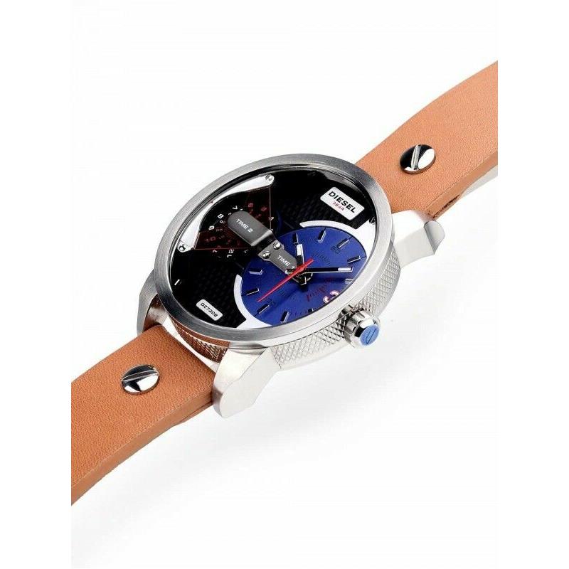 Diesel DZ7308 Mini Daddy Chronograph Men's Watch – Blue & Black Dial & Brown Leather Strap
