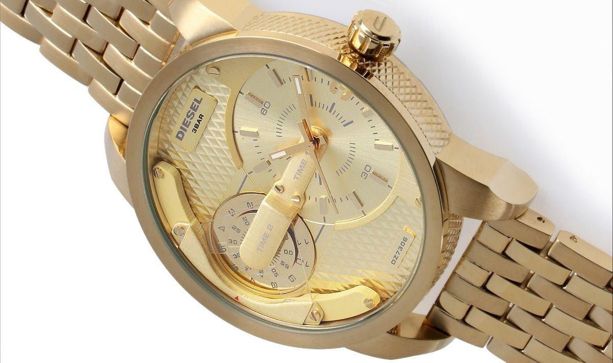 Diesel DZ7306 Mini Daddy Chronograph Men's Watch – Gold Dial & Gold Stainless Steel Strap