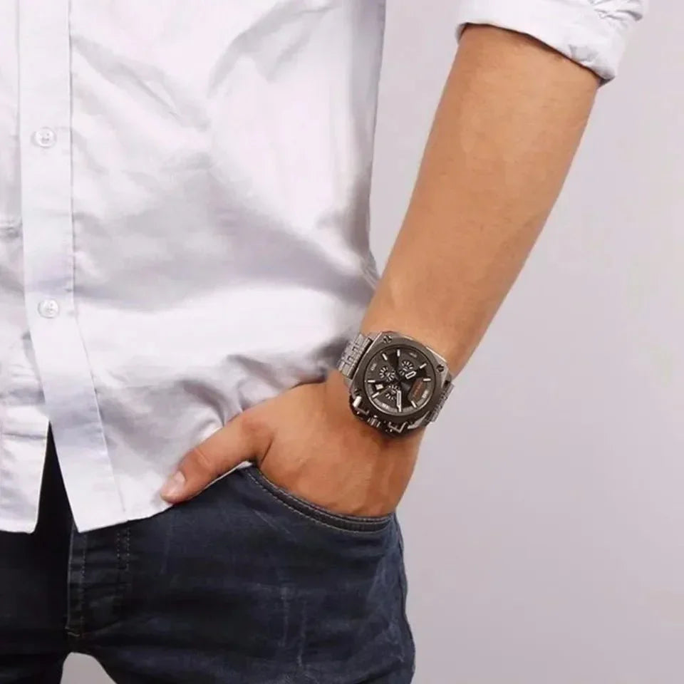 Diesel DZ7344 BAMF Chronograph Men's Watch – Gray Dial & Gray Stainless Steel Strap
