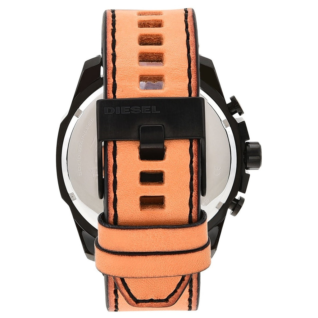 Diesel DZ4476 Mega Chief Chronograph Men's Watch – Black Dial & Brown Leather Strap