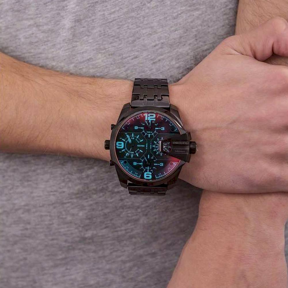 Diesel DZ7373 Uber Chief Chronograph Men's Watch – Red Dial & Black Steel Strap