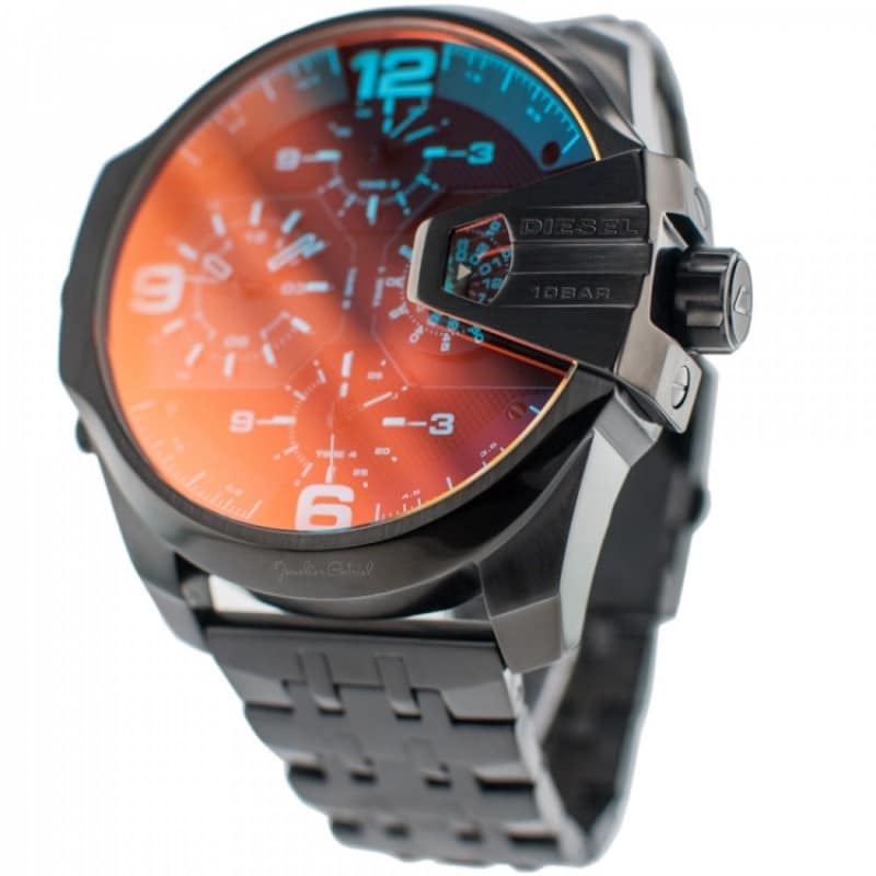 Diesel DZ7373 Uber Chief Chronograph Men's Watch – Red Dial & Black Steel Strap