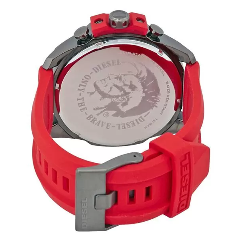 Diesel DZ4427 Mega Chief Chronograph Men's Watch – Black Dial & Red Silicone Strap