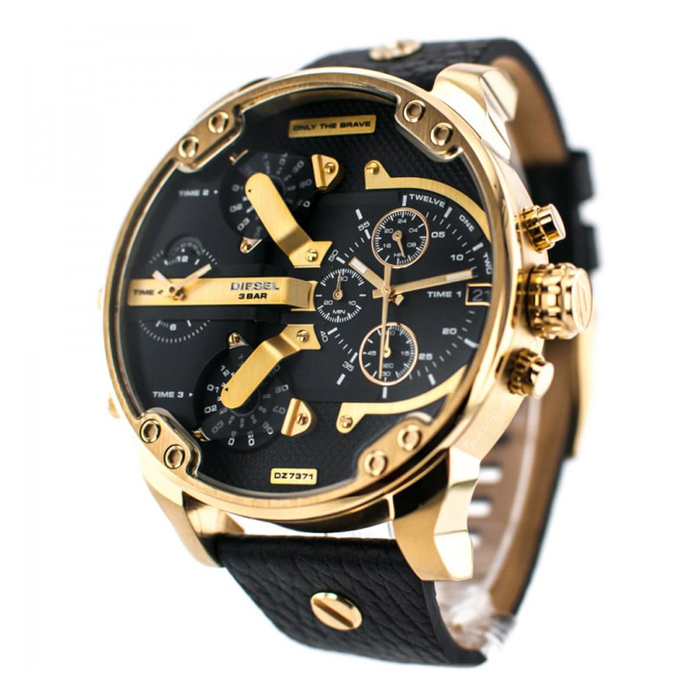 Diesel DZ7371 Mr. Daddy Chronograph Men's Watch – Black Dial & Black Leather Strap