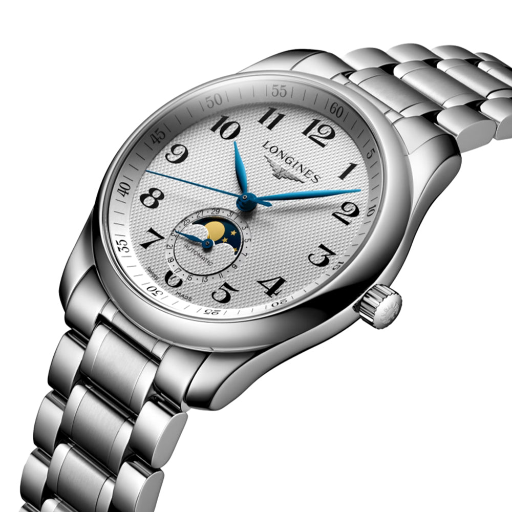 longines Master Collection Moonphase 40mm - Silver "Barleycorn" on Bracelet