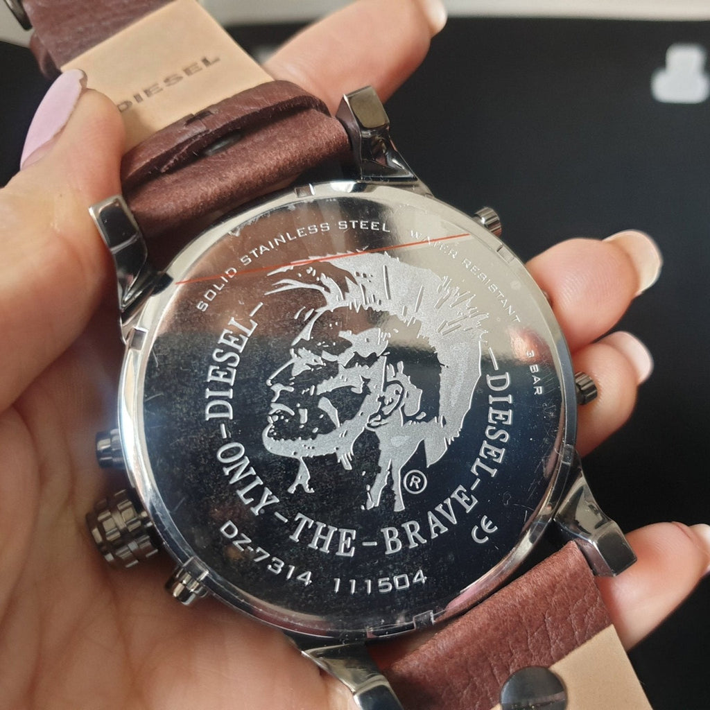 Diesel DZ7314 Mr. Daddy Chronograph Men's Watch – Blue Dial & Brown Leather Strap