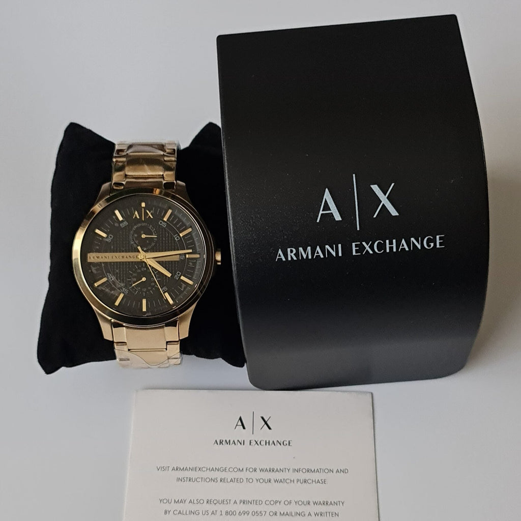 Armani Exchange Hampton AX2122 Men's Chronograph Watch – Black Dial with Gold Stainless Steel Strap